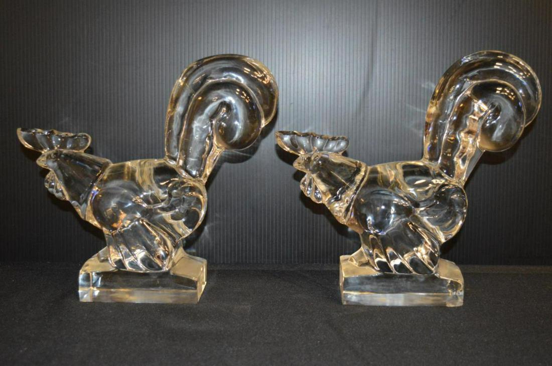Pair of Steuben Crystal Roosters (1 of 5)