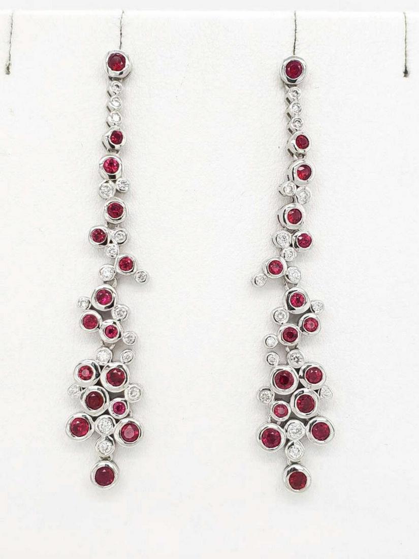 Platinum ruby and diamond dangle earrings (1 of 5)