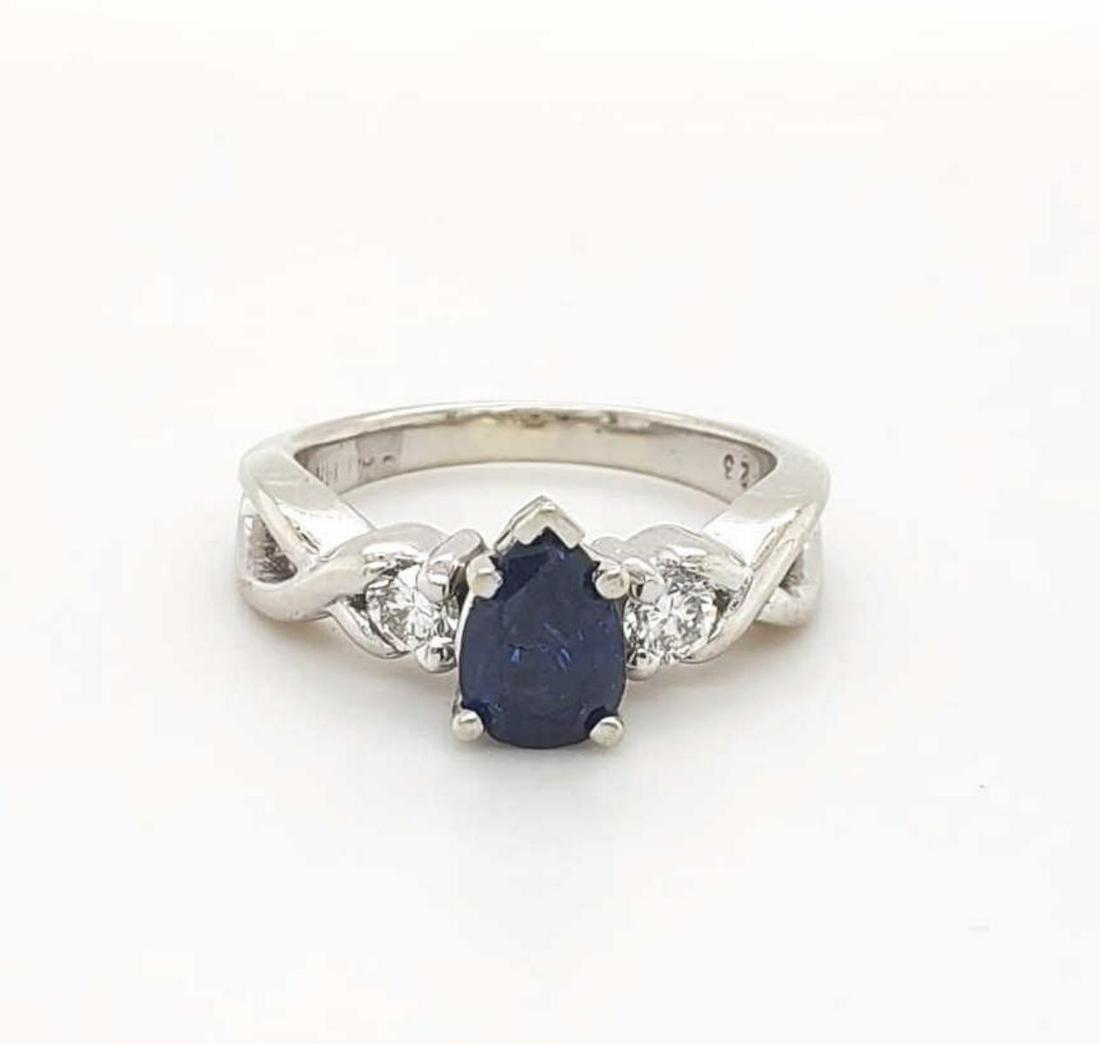 14kt white gold sapphire and diamond ring (1 of 6)