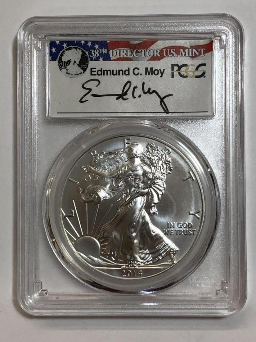 2014-W Burnished Silver Eagle MOY Signed PCGS SP70 (1 of 2)