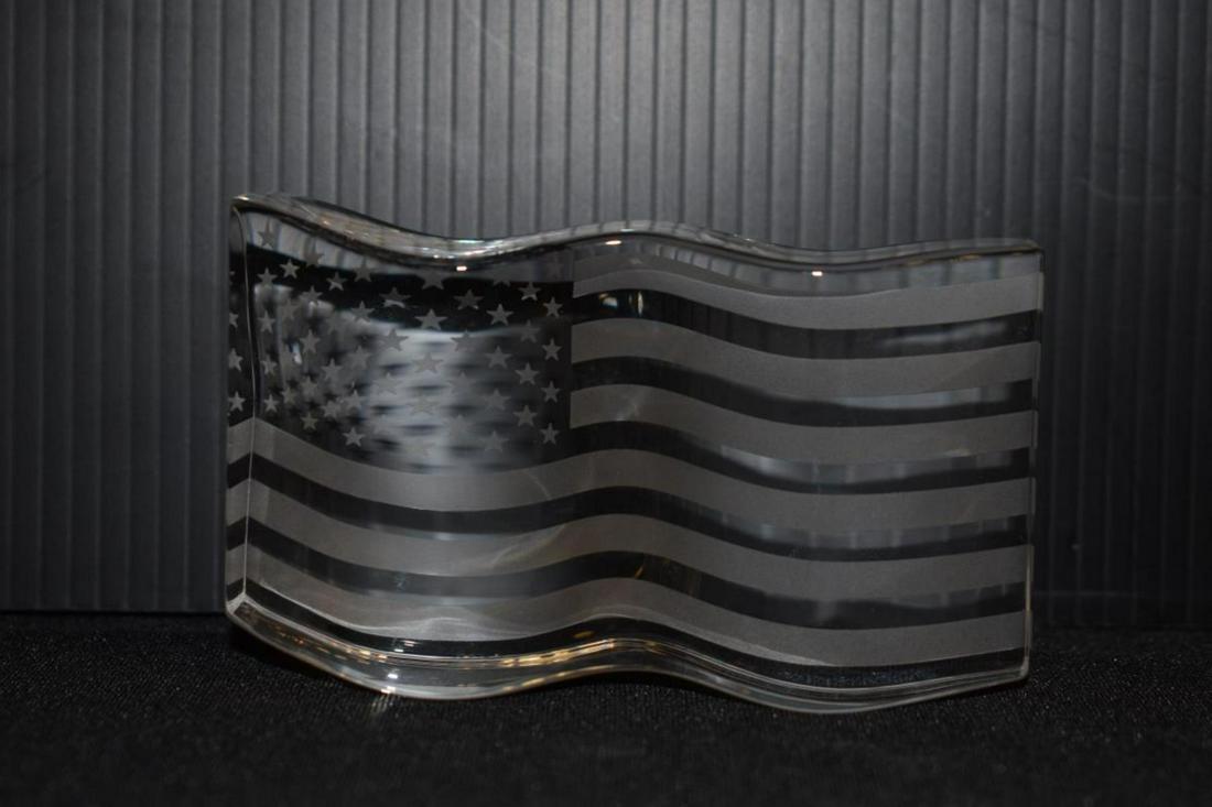 Steuben American Flag: Steuben American Flag. Frosted design with etched signature, 2 3/4"h.