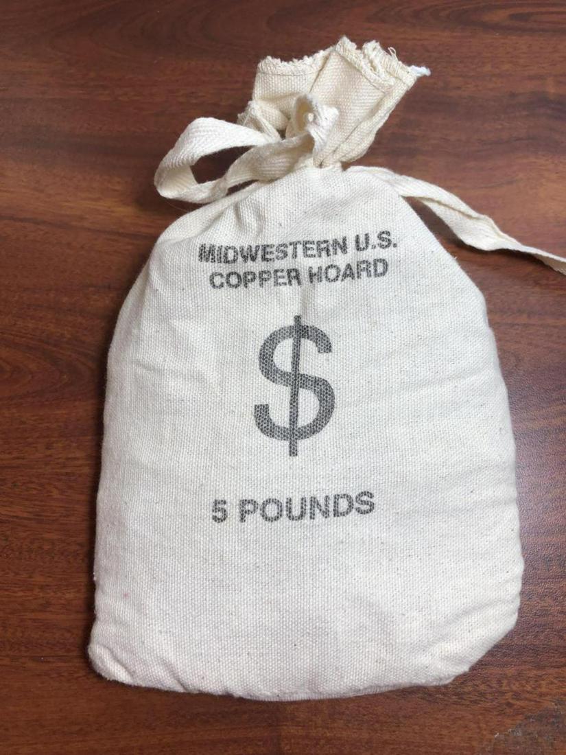 5 Pound Canvas Bag of Old Copper Pennies (1 of 1)