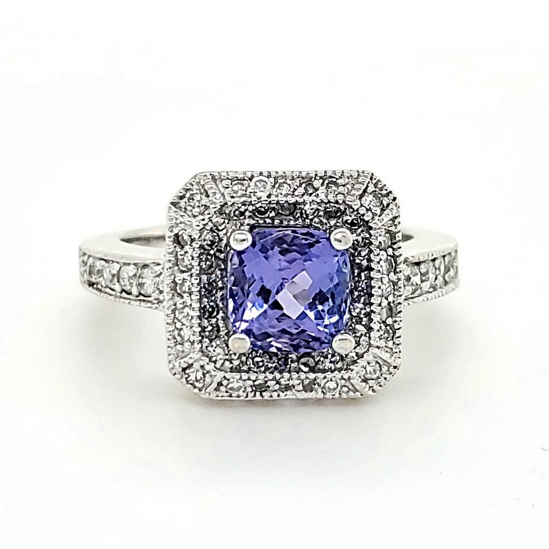 18kt white gold tanzanite and diamond ring (1 of 6)