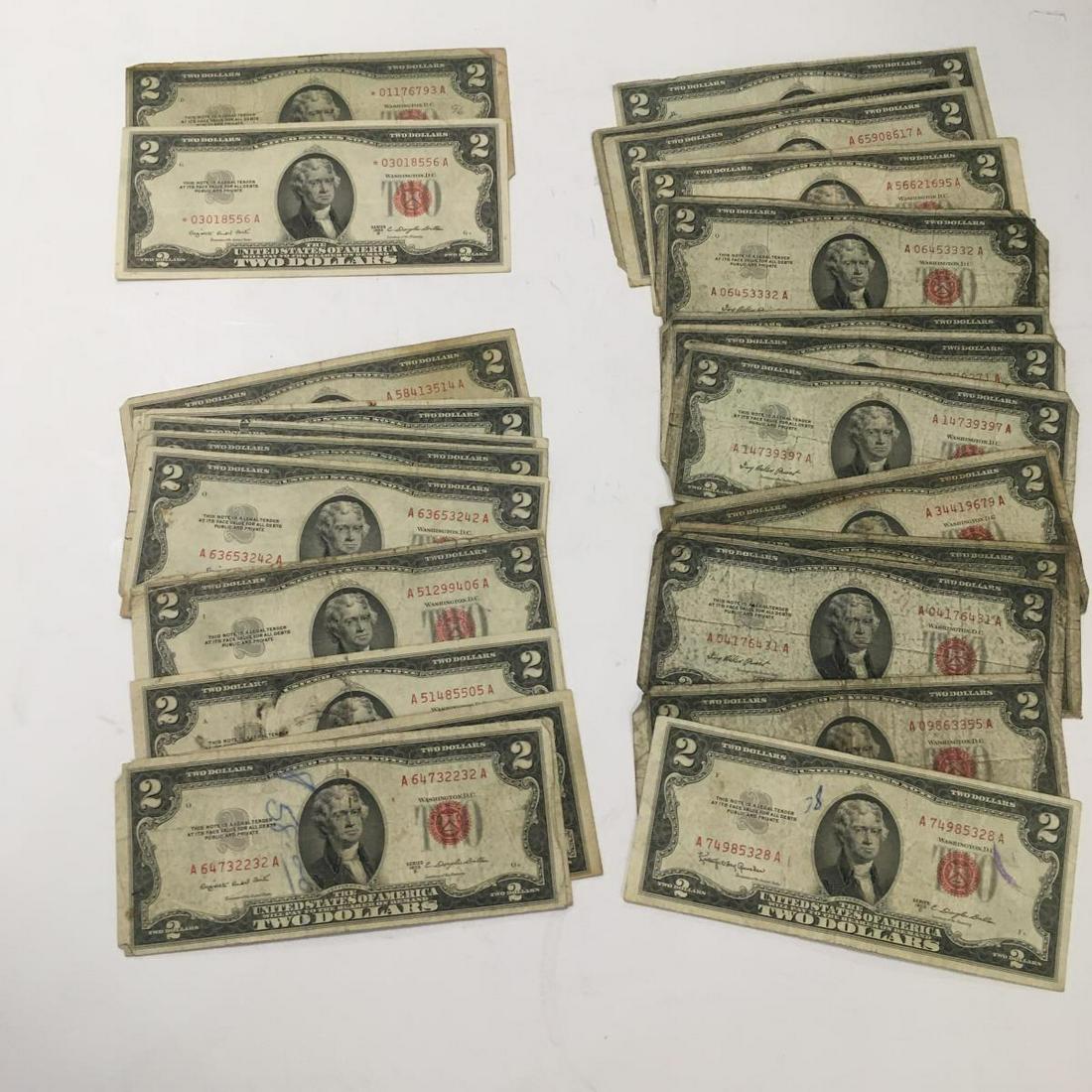 Lot of 25 Series 1953 & 1963 Red Seal $2 US Notes (1 of 5)