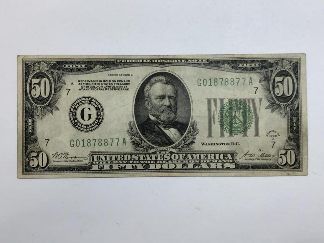 1928-A $50 Federal Reserve Note in VF/XF (1 of 2)