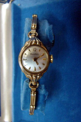 Vintage Lady's Bulova Watch with box: Vintage lady's Bulova watch with original box in good working condition.