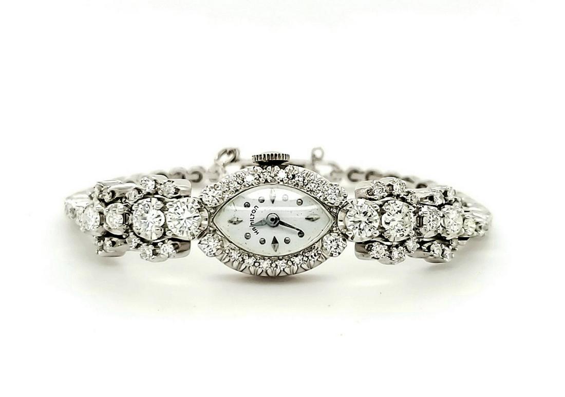 14kt white gold Hamilton diamond dress watch (1 of 6)