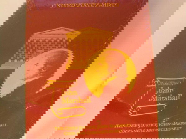2005 Chief Justice John Marshall Silver Dollar Set: 2005 Chief Justice John Marshall Silver Dollar Set. Coin and Chronicles set. Gem Uncirculated Red Box.