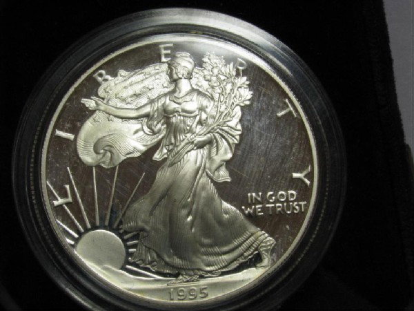 1995 Proof Silver Eagle with Box: 1995 Proof Silver Eagle with Box