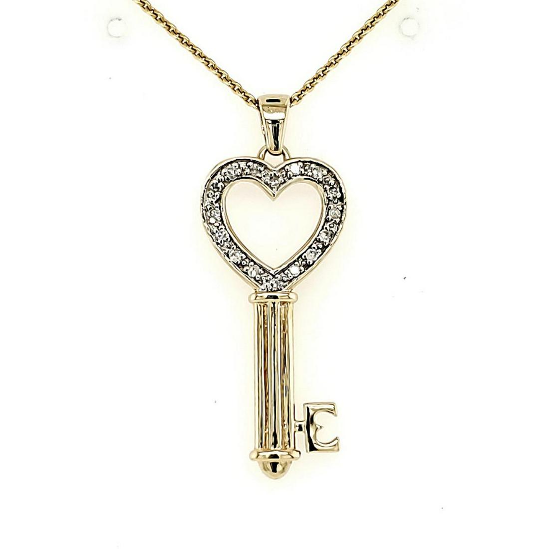 14kt yellow gold diamond key pendant (1 of 4)