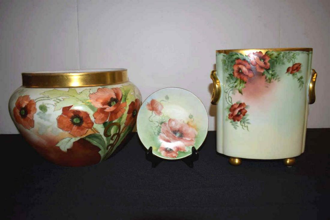 Trio of Vintage Hand Painted Poppy Motif Porcelain (1 of 4)