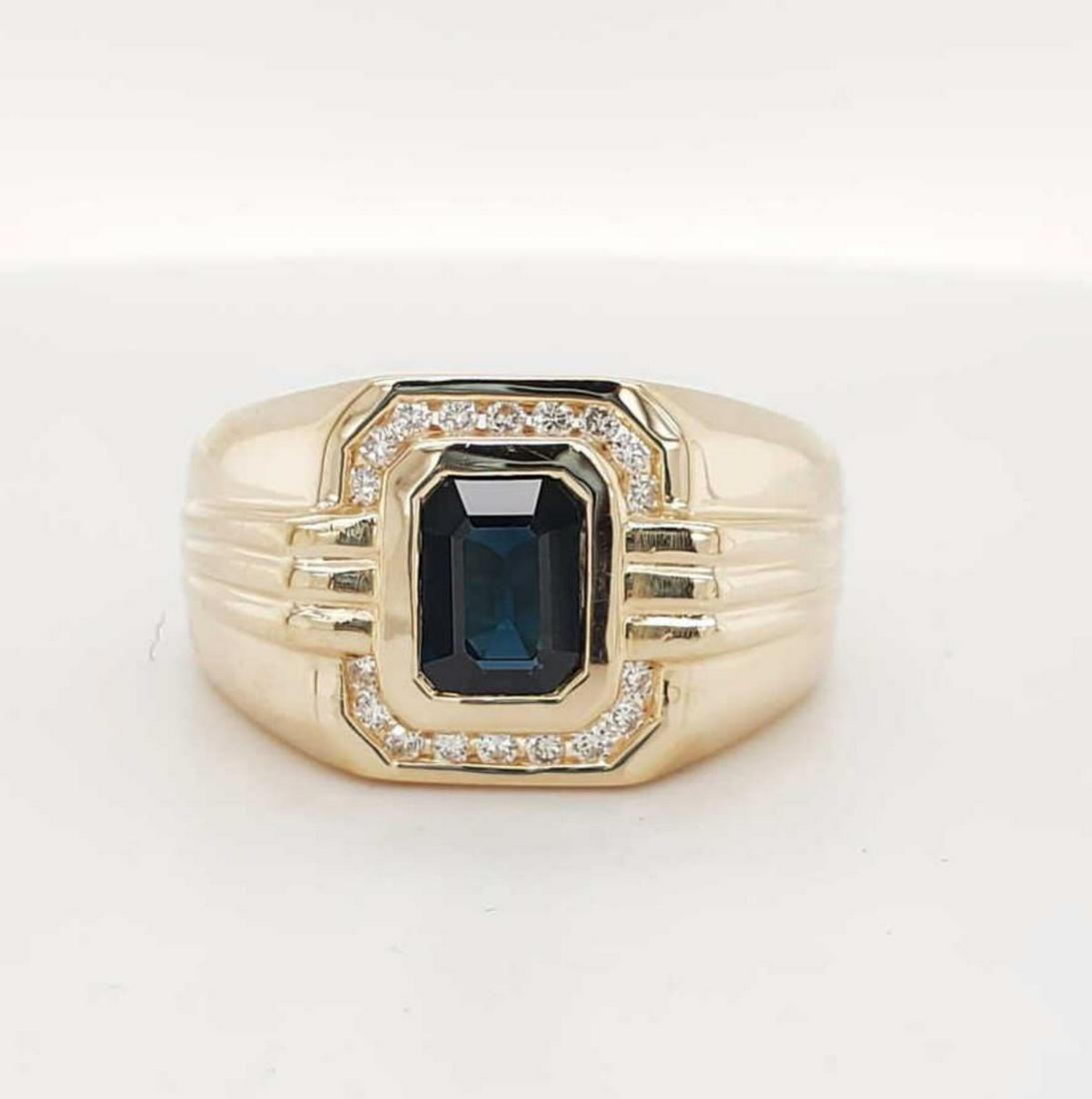 Men's 14kt yellow gold sapphire and diamond ring (1 of 6)