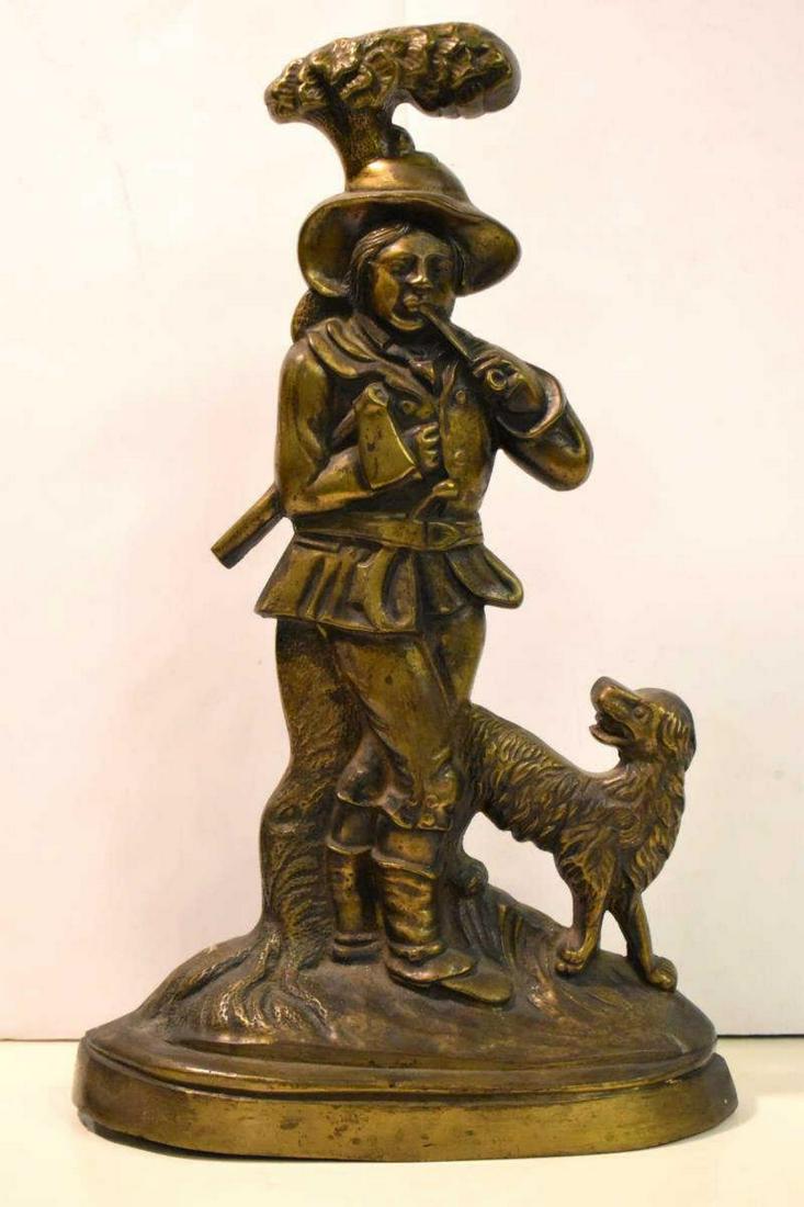 Antique Bronze Figural Hunter & Dog Doorstop (1 of 5)