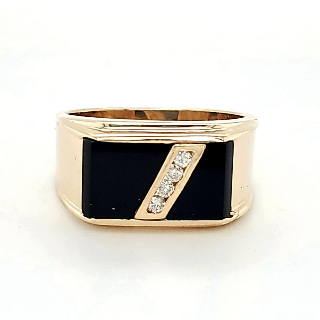 Men' s10kt yellow gold onyx and diamond ring (1 of 6)
