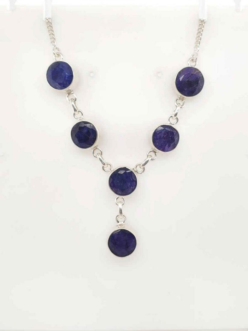 Sterling Silver opaque sapphire necklace (1 of 3)
