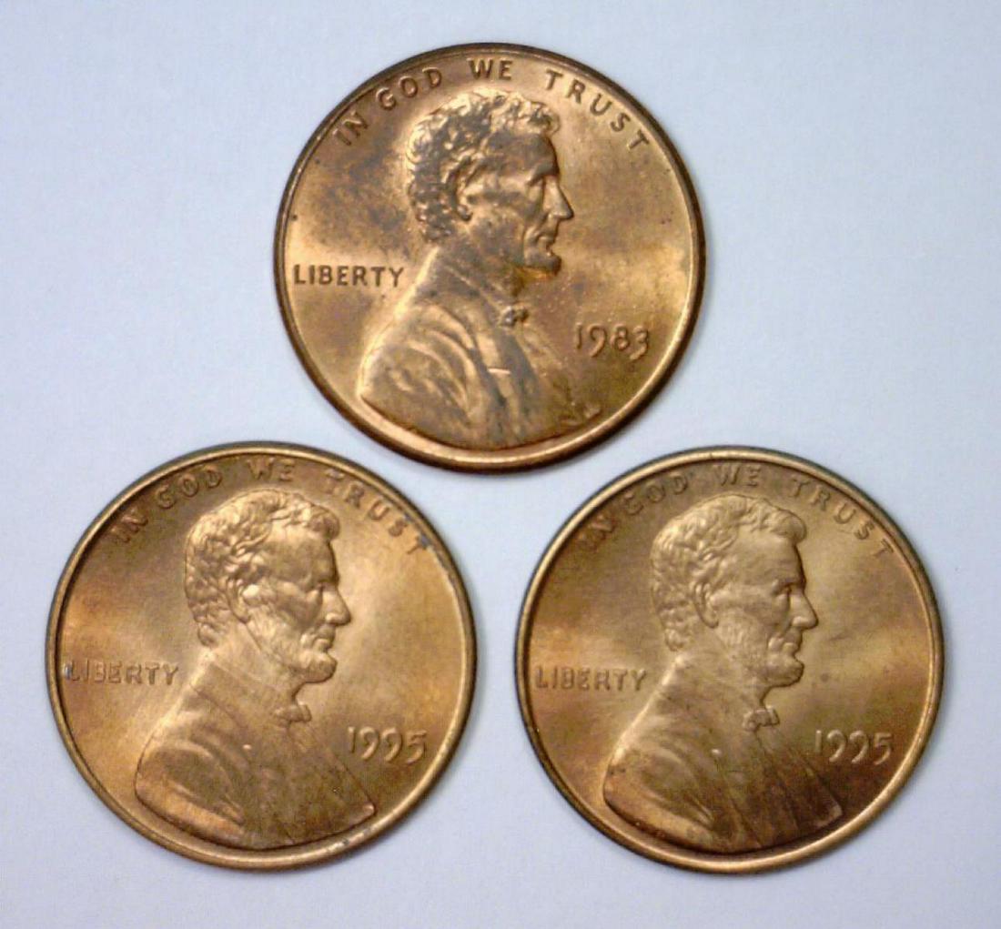 1983 & 1995 Trio of Lincoln Cent Double Dies UNC (1 of 8)