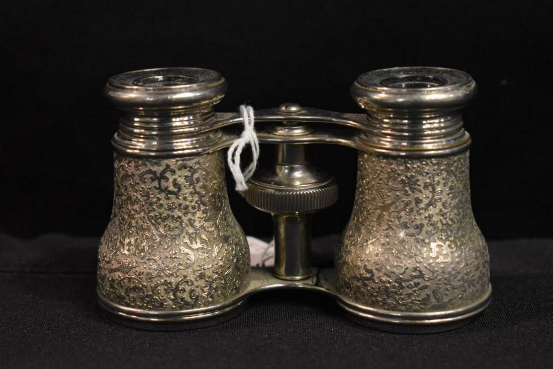 Vintage Ornate Lemarie Fab. Paris Opera Glasses: Vintage Ornate Lemarie Fab. Paris Opera Glasses. Floral & bird motif. Thumb screw adjustment. Good condition. Minor distractions. Great decorative item. Initialed on front cross member. Examine photos