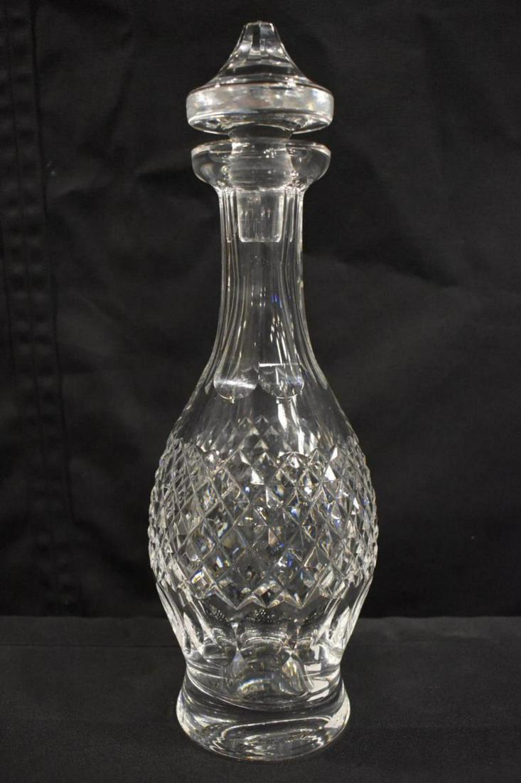 Waterford Crystal Wine Decanter In The Colleen Pat: Waterford Cut Clear Crystal Wine Decanter In The Colleen Pattern. Includes original stopper. Great condition with acid etched iconic logo on the underside. Gorgeous cross hatching & windows cut into t