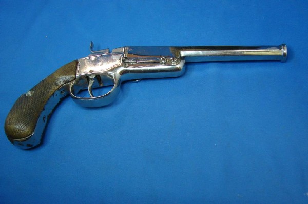 Reming-Fuse Pistola Felix Entrena - Eibar: Reming-Fuse Pistola Felix Entrena - Eibar - single barrel, approx. 10" long; pistol is a mix of Remington and Lefaucheux.