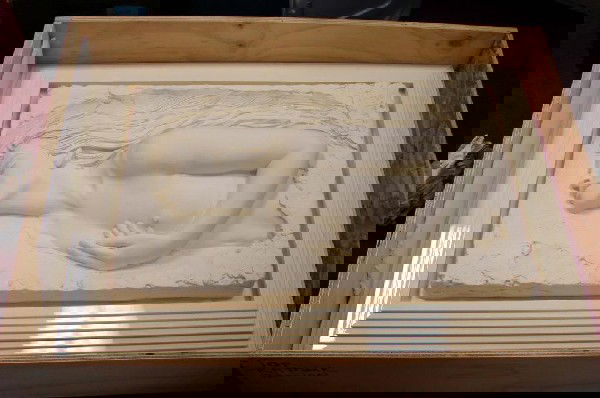 Bill Mack Nude Relief Sand Sculpture "Passion": Bill Mack Nude Relief Bonded Sand Sculpture "Passion" , 43" x 31"; comes with custom built crate for shipping.
