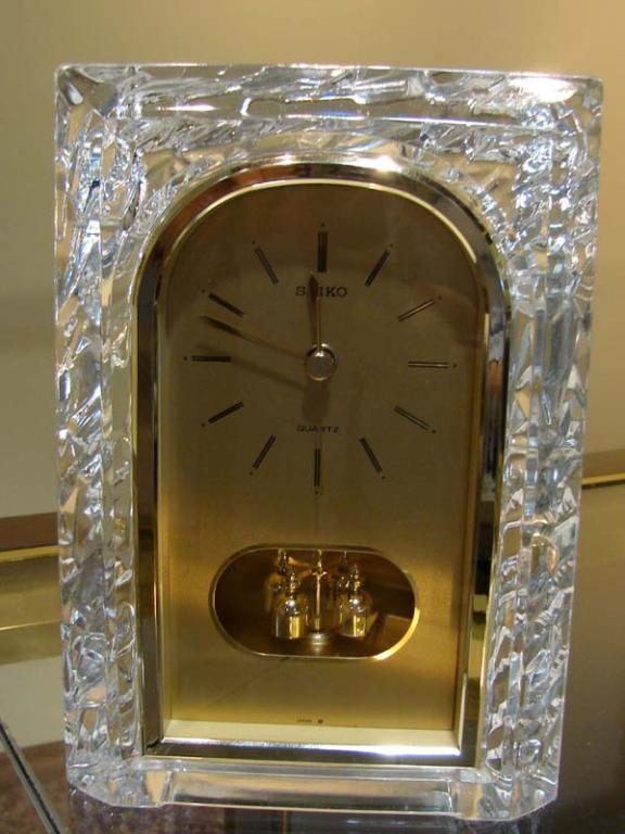 Heavy Crystal Mantle Clock from Seiko: Heavy Crystal Mantle Clock from Seiko, 9" tall x 6.5" wide.