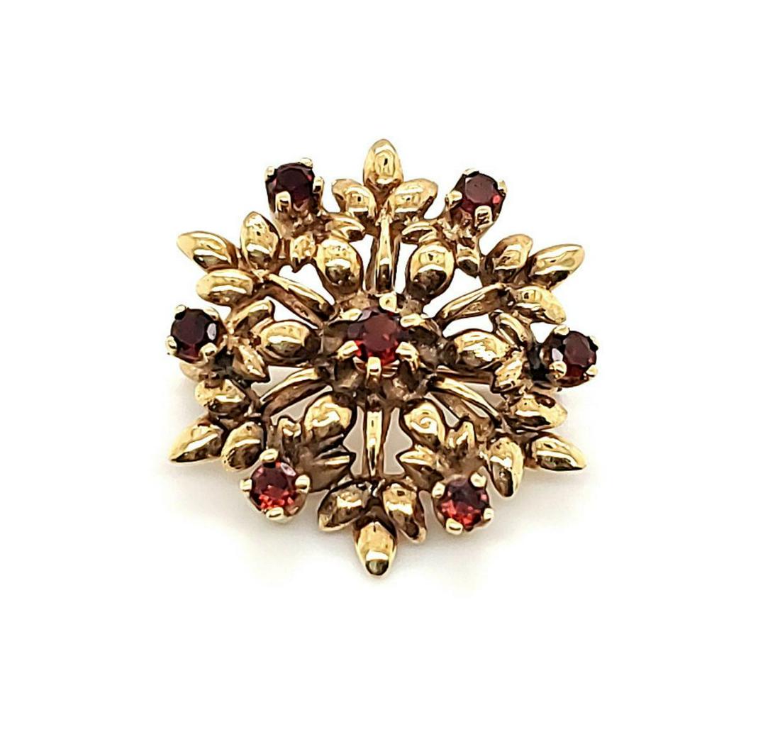 14kt yellow gold garnet snowflake pin/ pendant (1 of 3)