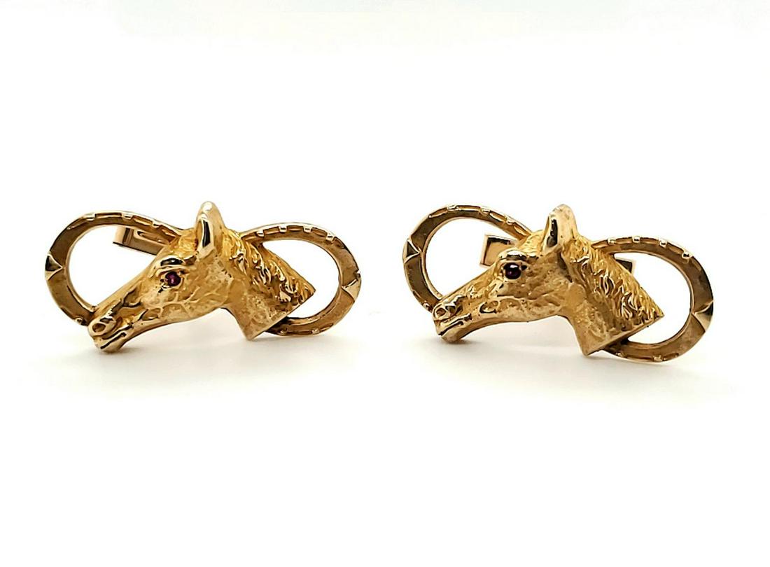 14kt yellow gold equestrian horse cufflinks (1 of 3)