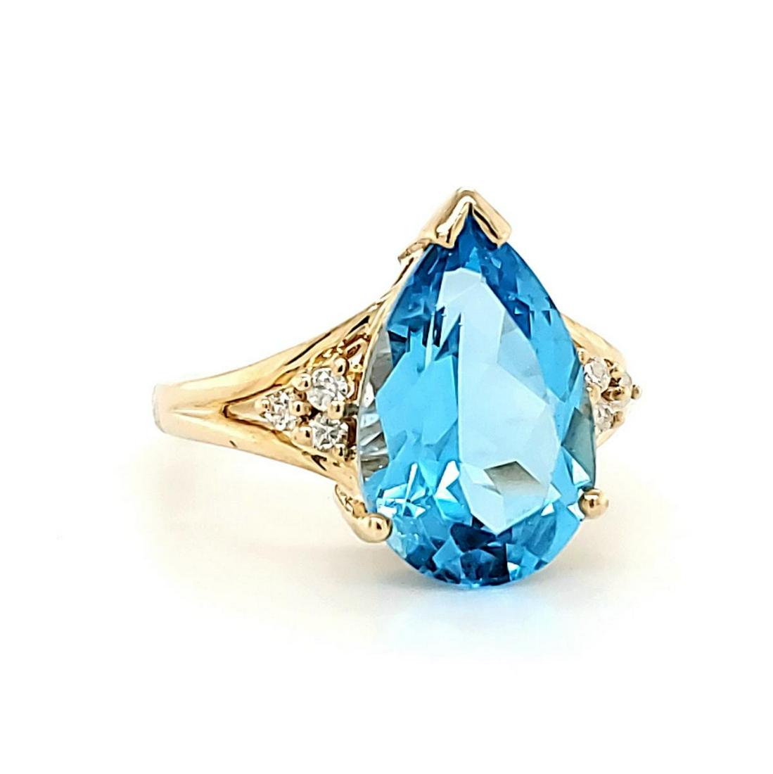 14kt yellow gold blue topaz and diamond ring (1 of 6)