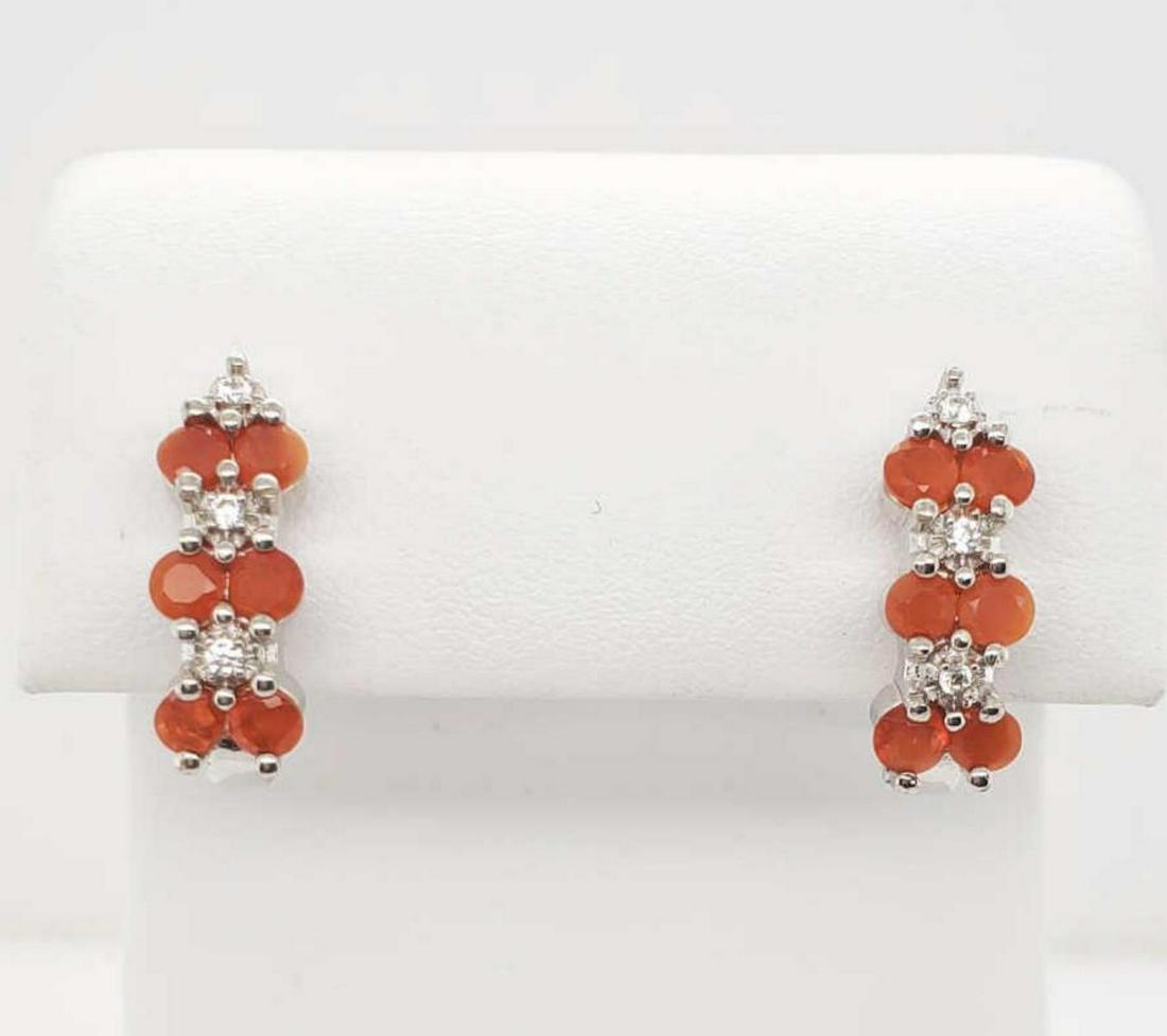 Sterling silver fire opal and CZ earrings (1 of 3)