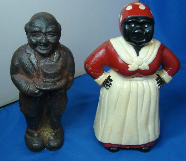 Antique Mammy & Moses Cast Iron Banks: Antique Mammy & Moses Cast Iron Banks; we believe both to be vintage but consignor not positive of age.