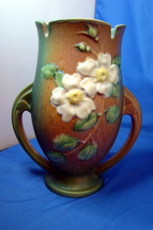 Roseville White Rose Vase 9.5" tall; no chips or .