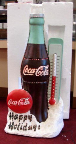 Coca Cola Fiber Optic Outdoor Coke Bottle Xmas Dis: Coca Cola Fiber Optic Outdoor Coke Bottle Christmas Display, 37" tall, in original box.