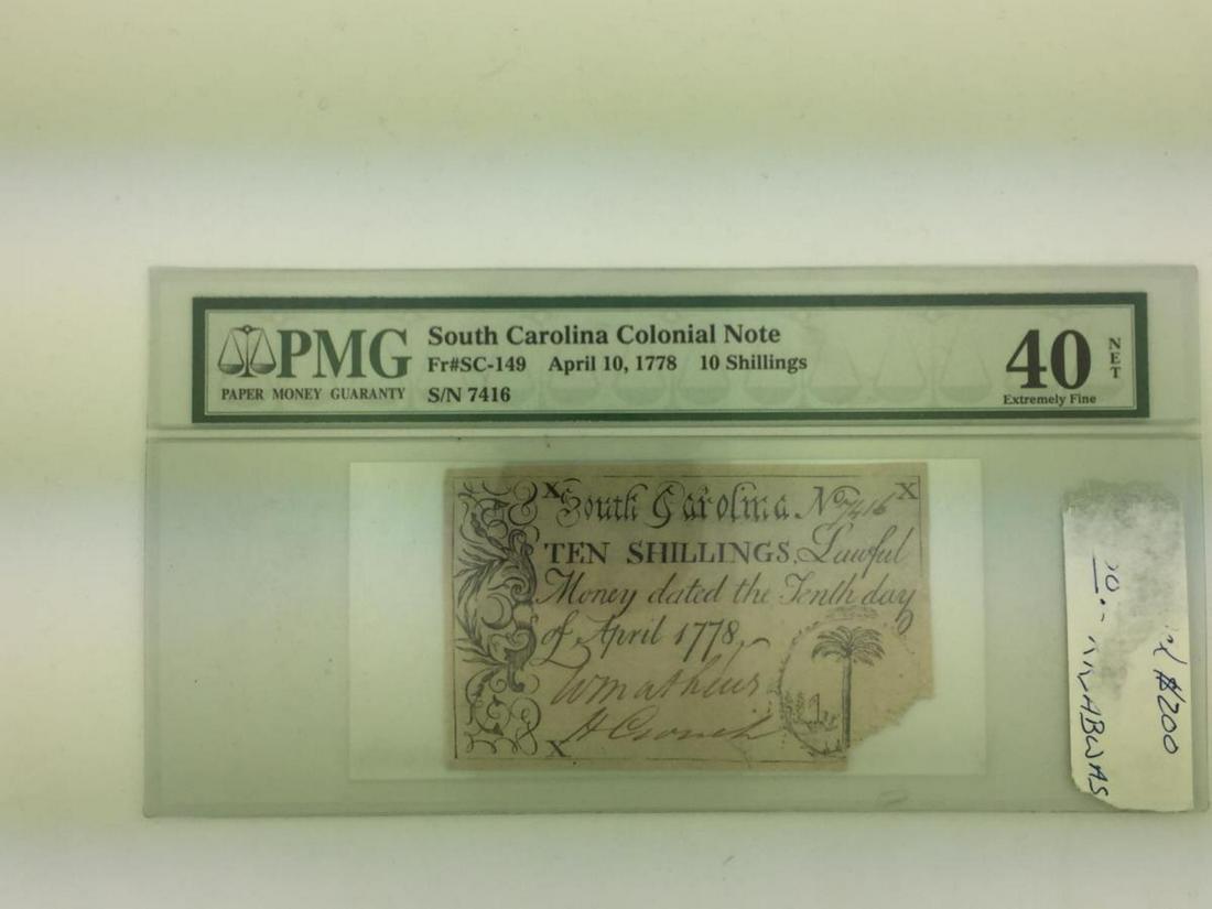 1778 South Carolina Colonial Note 10 Shillings (1 of 1)
