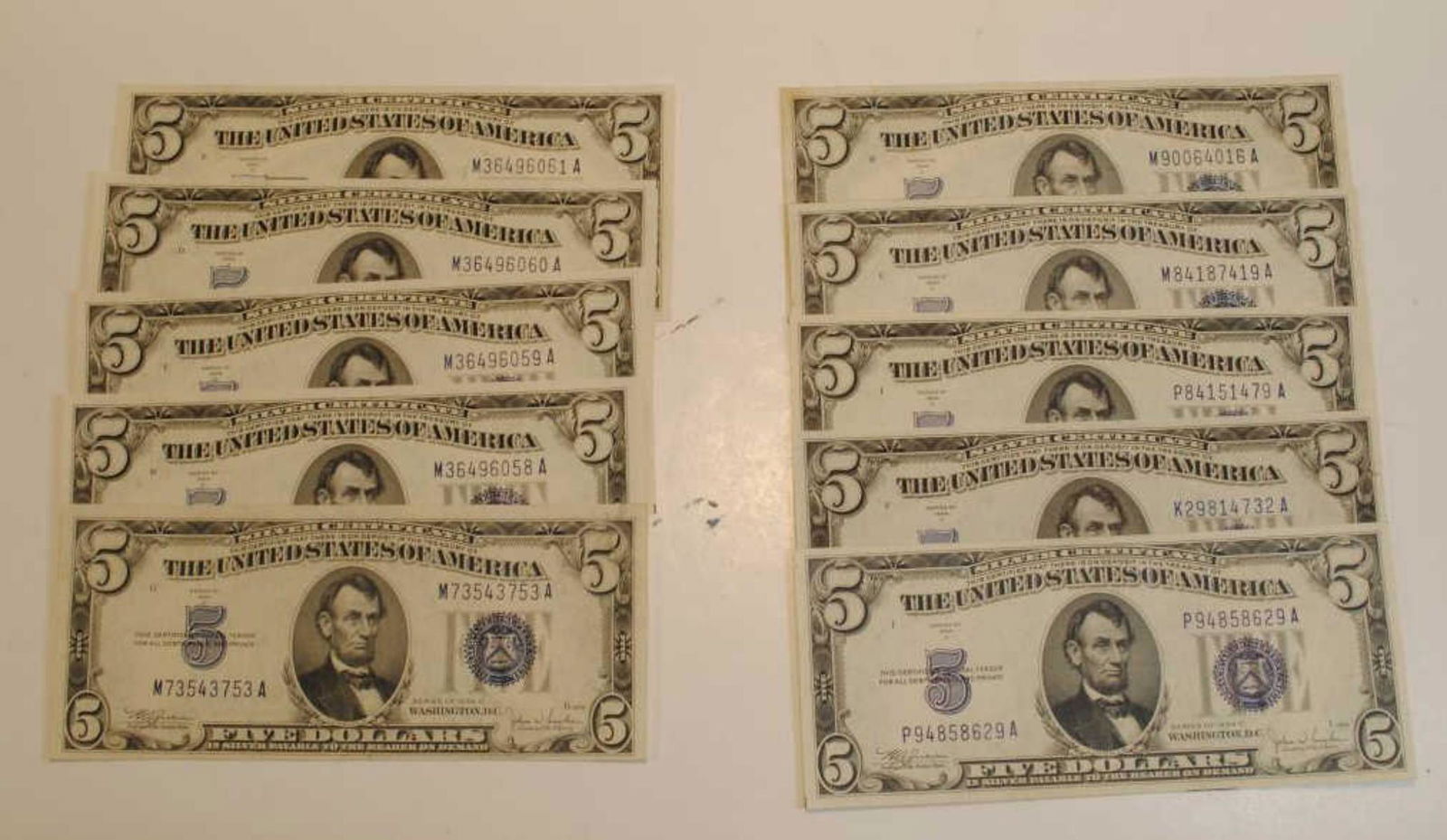 10 1934 $5 Silver Certificates Including Star Note (1 of 2)