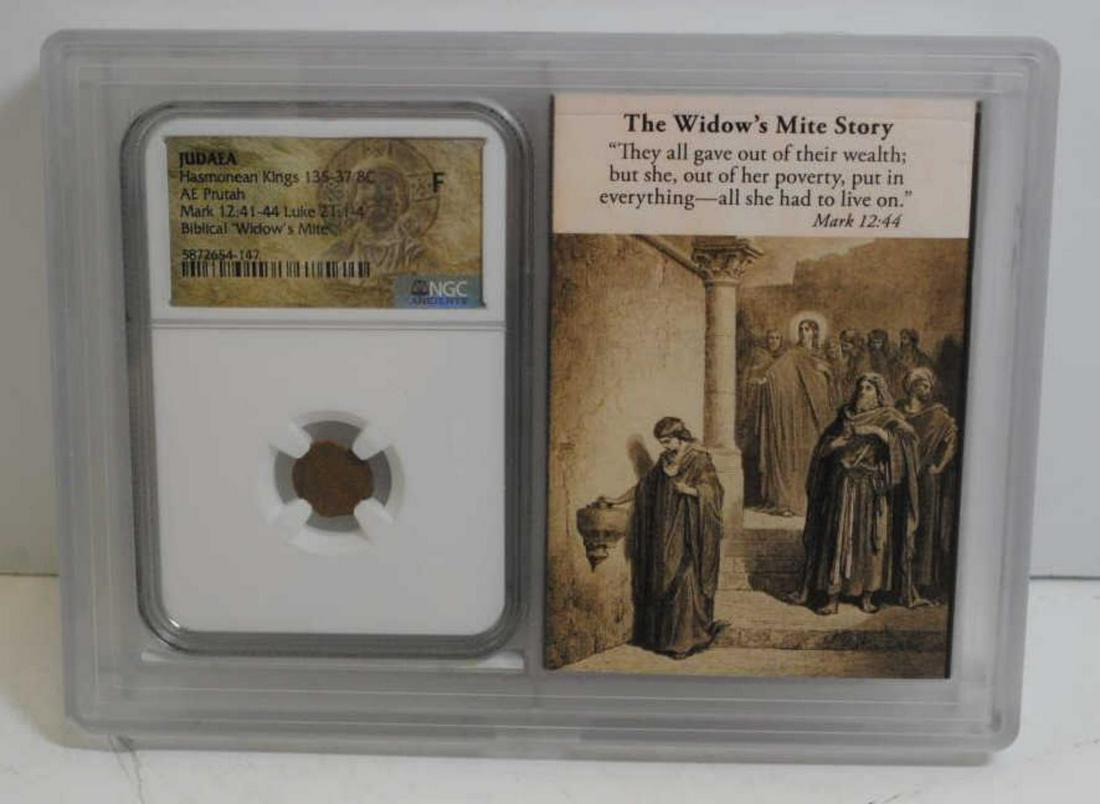 Hasmonean Kings, Widow's Mite, 135-37 BC, NGC F (1 of 4)