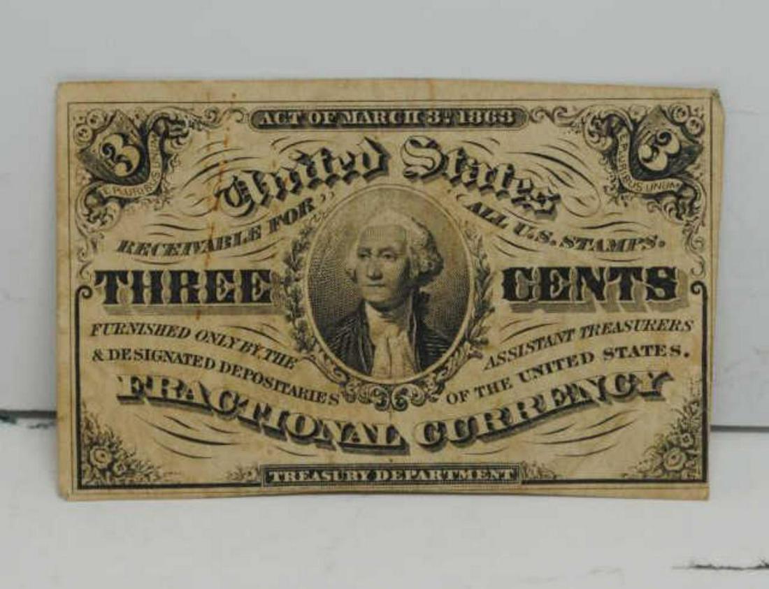 1863 3 Cent Fractional Currency Fr #1226 VF (1 of 2)