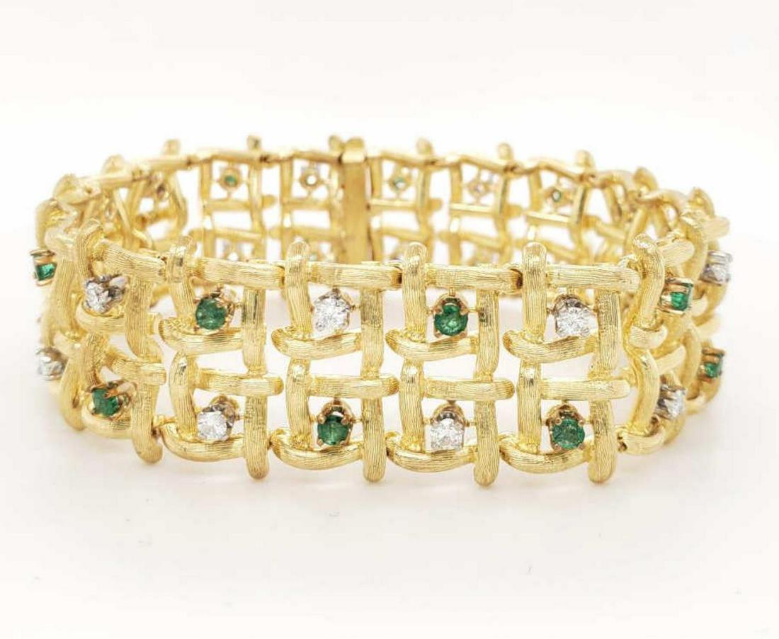 18kt yellow gold emerald and diamond bracelet (1 of 5)
