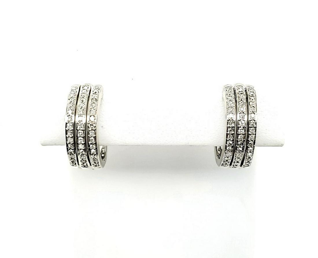 14kt white gold 3 row diamond hoop earrings (1 of 4)
