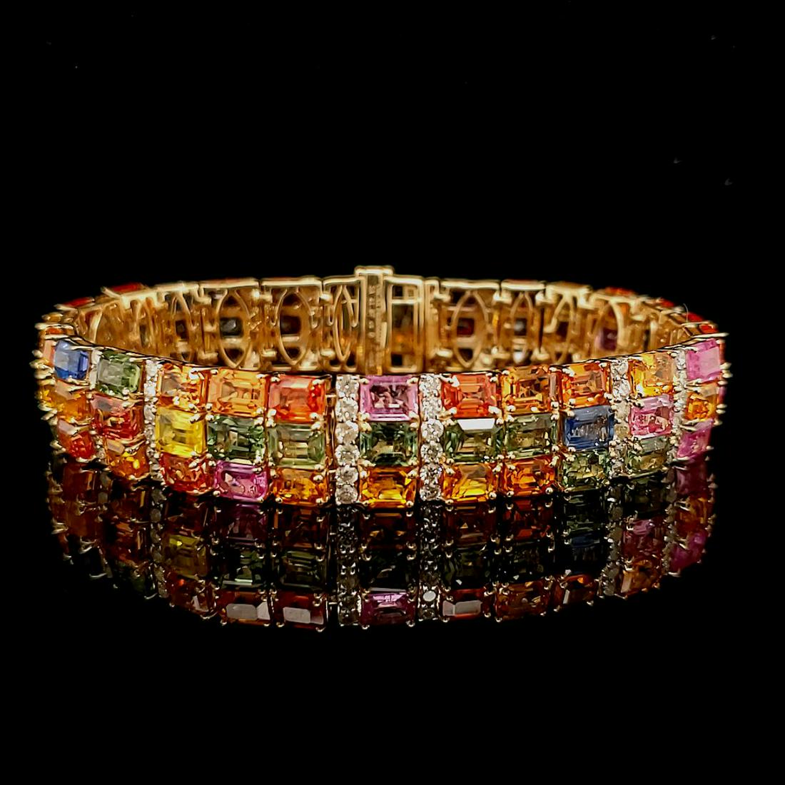 14kt yellow gold multi-color sapphire bracelet (1 of 5)