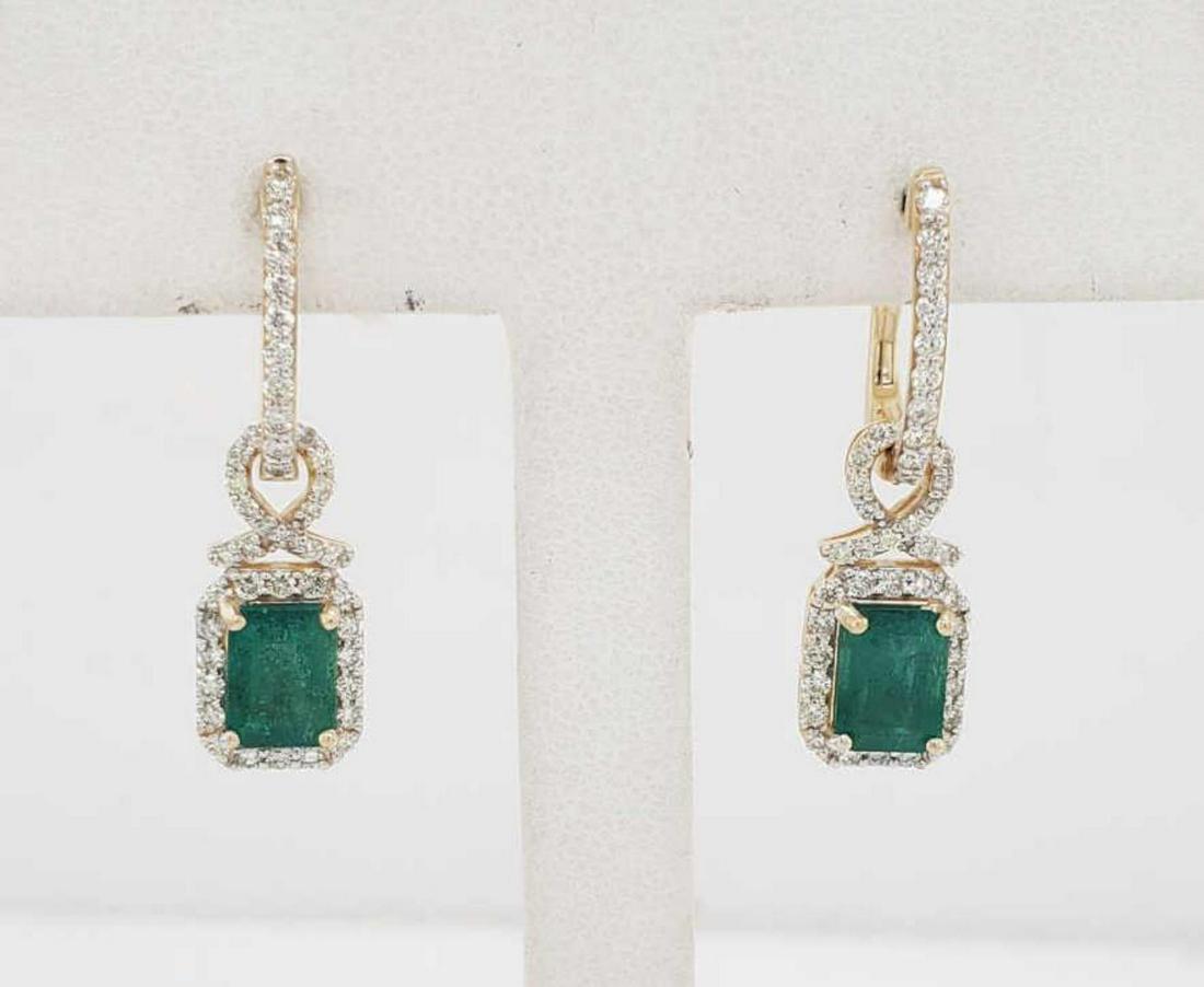 14kt yellow gold emerald and diamond earrings (1 of 4)