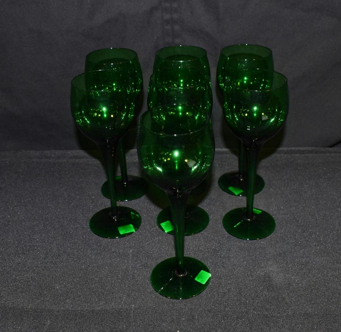 Group Of Green Colored Wine Glass: Group Of Green Colored Wine Glass. Total of 7 glasses in the group. Stands 8" tall. Glasses are in excellent condition.