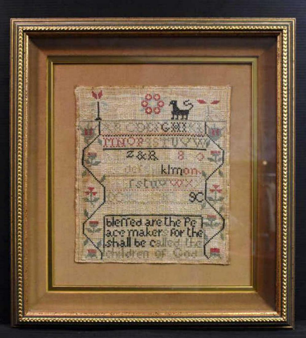 Framed Under Glass Vintage Needlepoint Sampler (1 of 8)