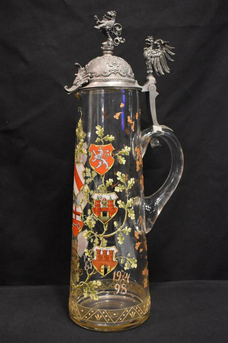 Large Vintage German Hand Painted Glass Stein (1 of 8)