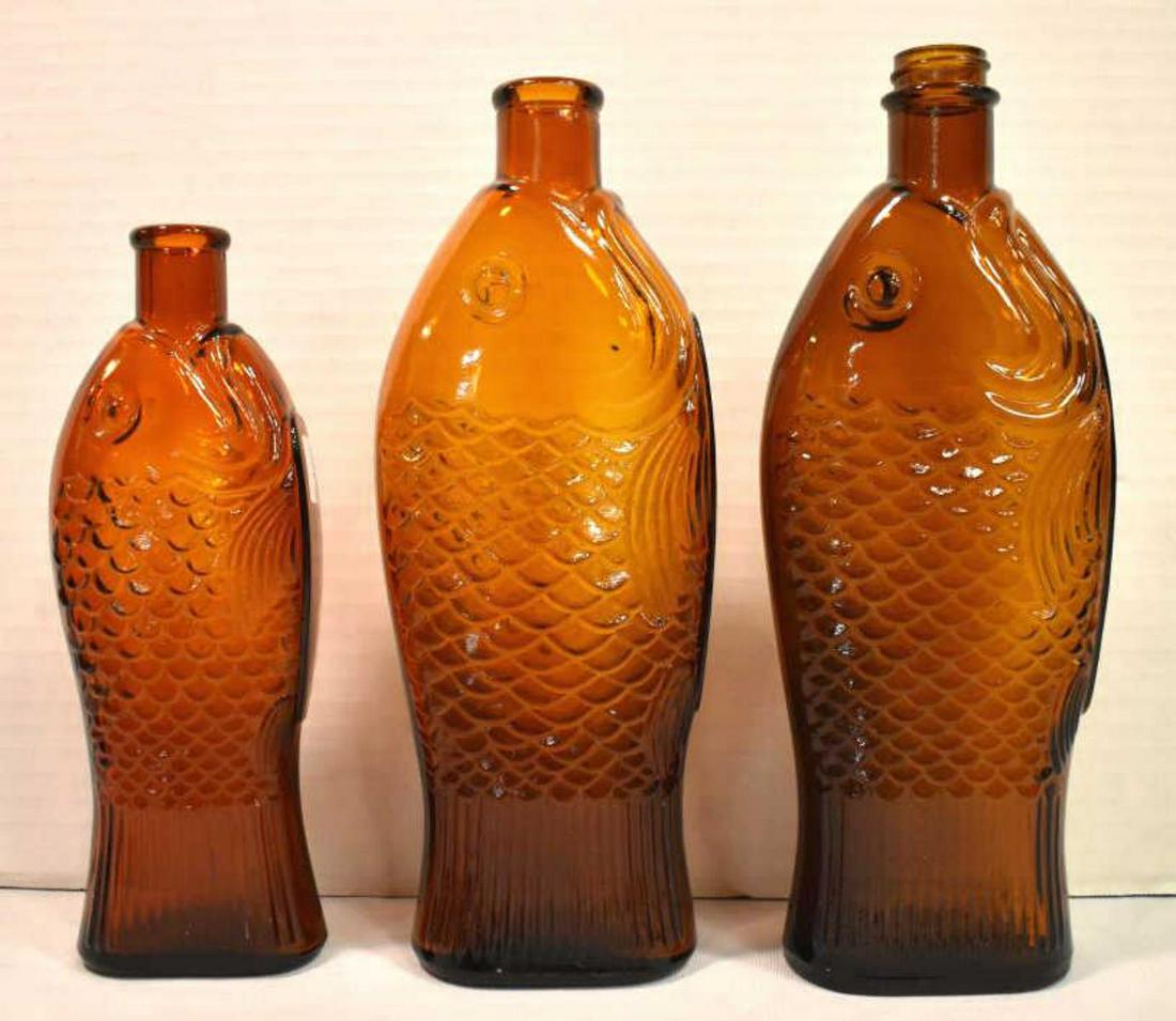 Trio Of Vintage Amber Glass Cod Liver Bottles (1 of 3)