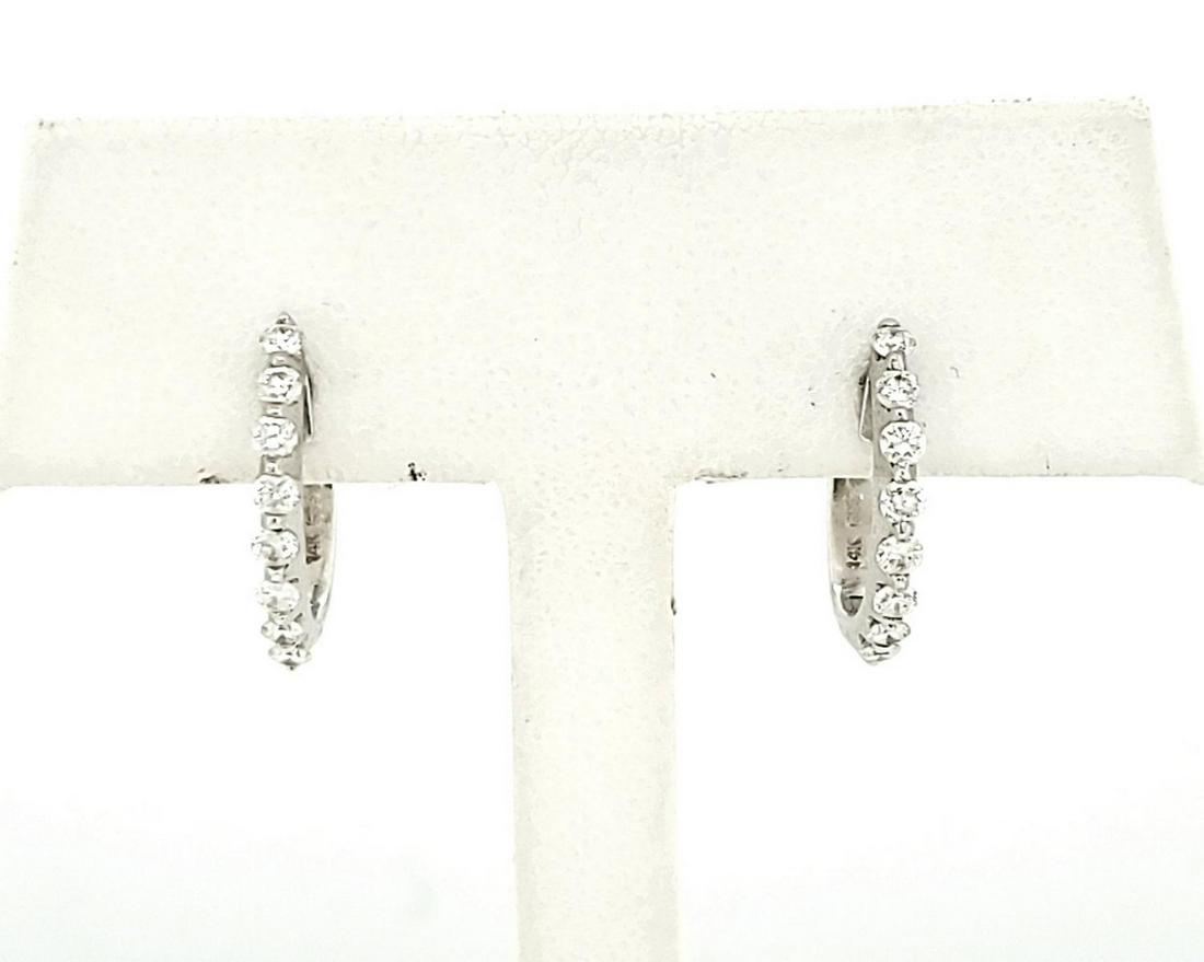 14kt white gold diamond hoop earrings (1 of 4)