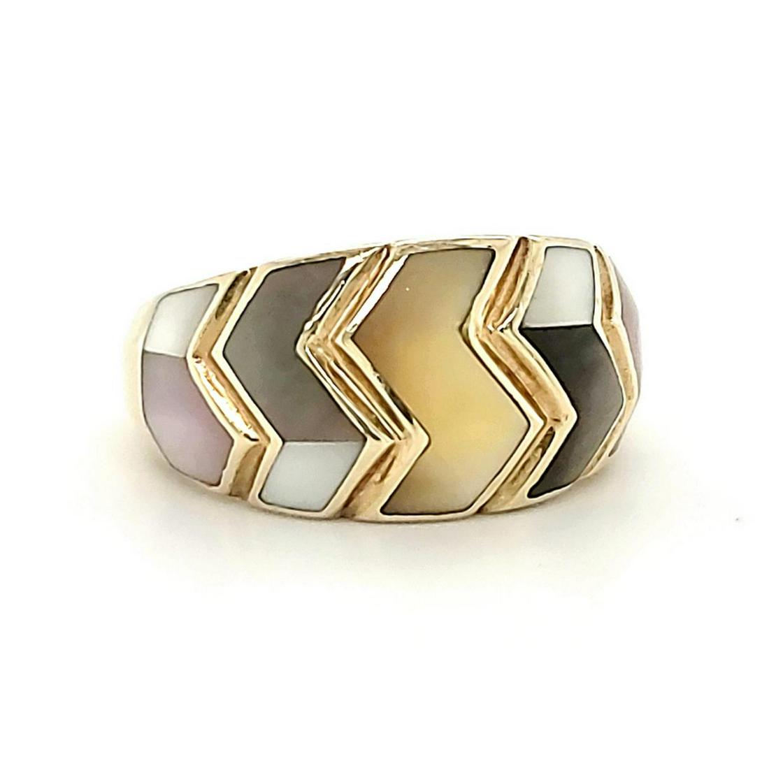 14kt yellow gold Asch-Grossbardt inlayed ring (1 of 7)