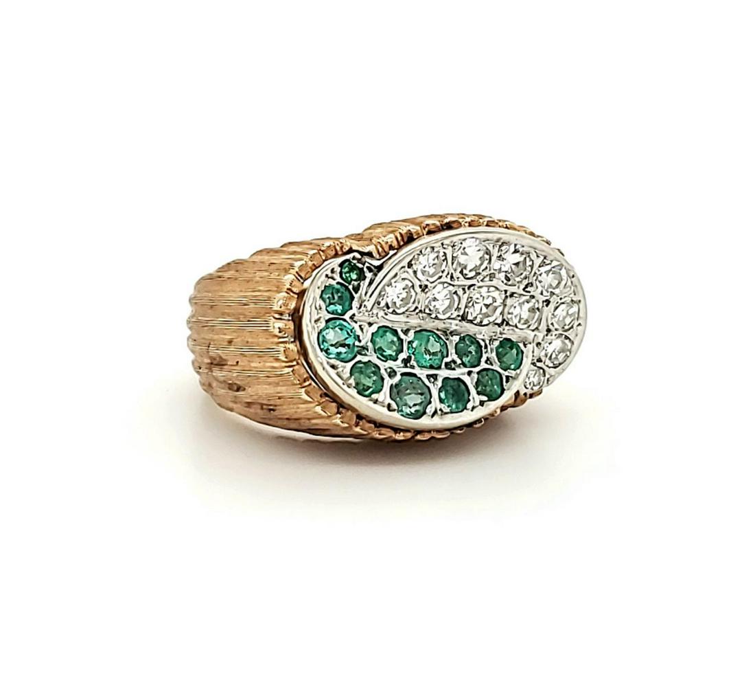 14kt two tone emerald and diamond ring (1 of 6)