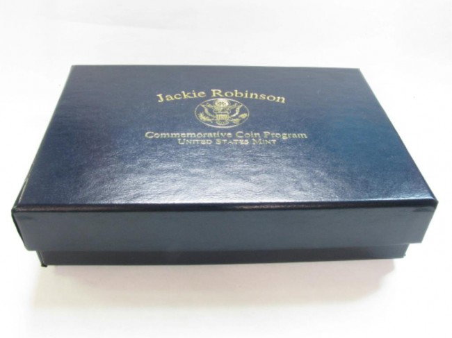 Jackie Robinson Legacy Set Proof $5: Jackie Robinson Legacy Set Proof $5 Wooden Box, Card, Commemorative Coin & Program