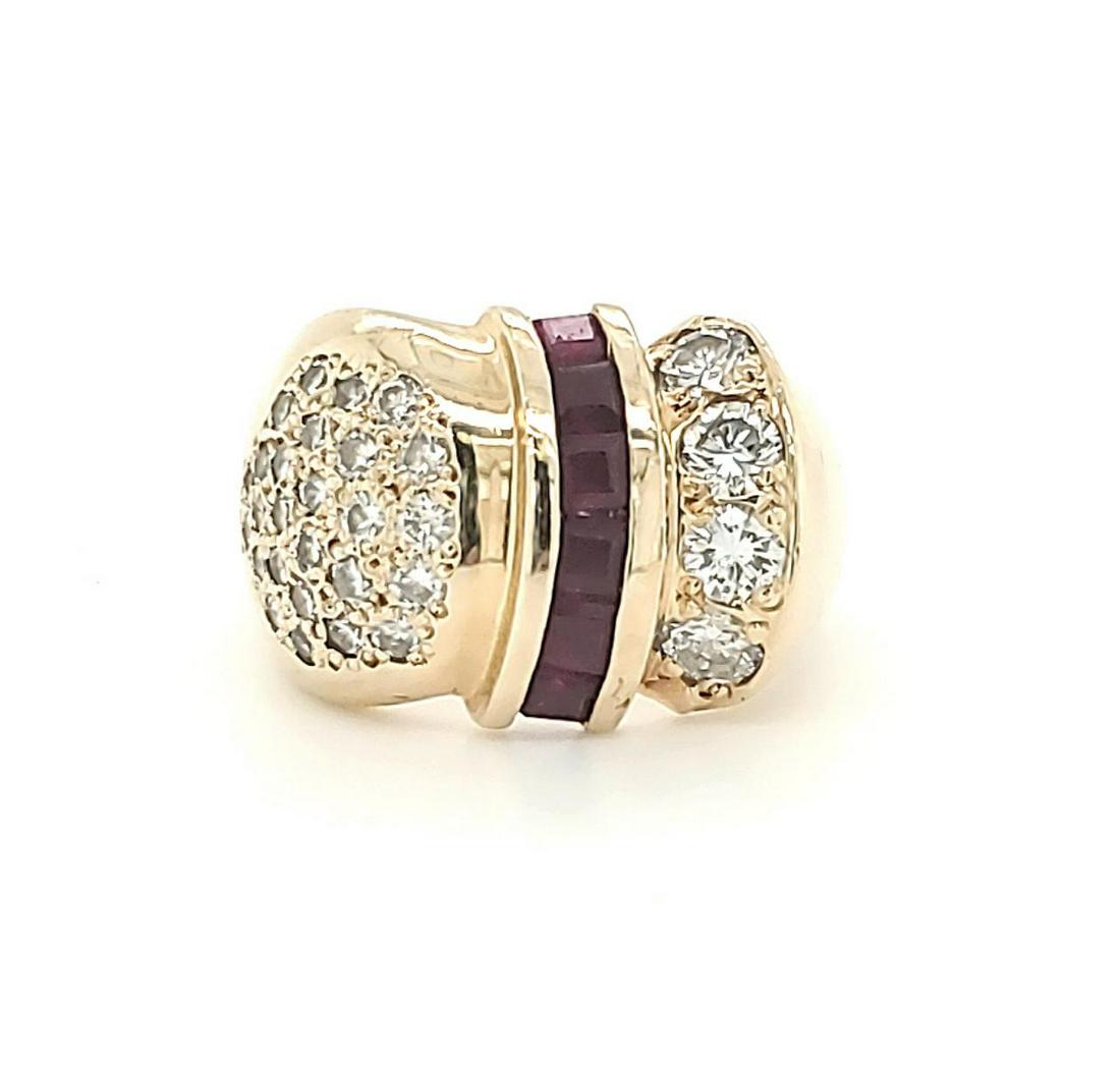 14kt yellow gold ruby and diamond cocktail ring (1 of 7)
