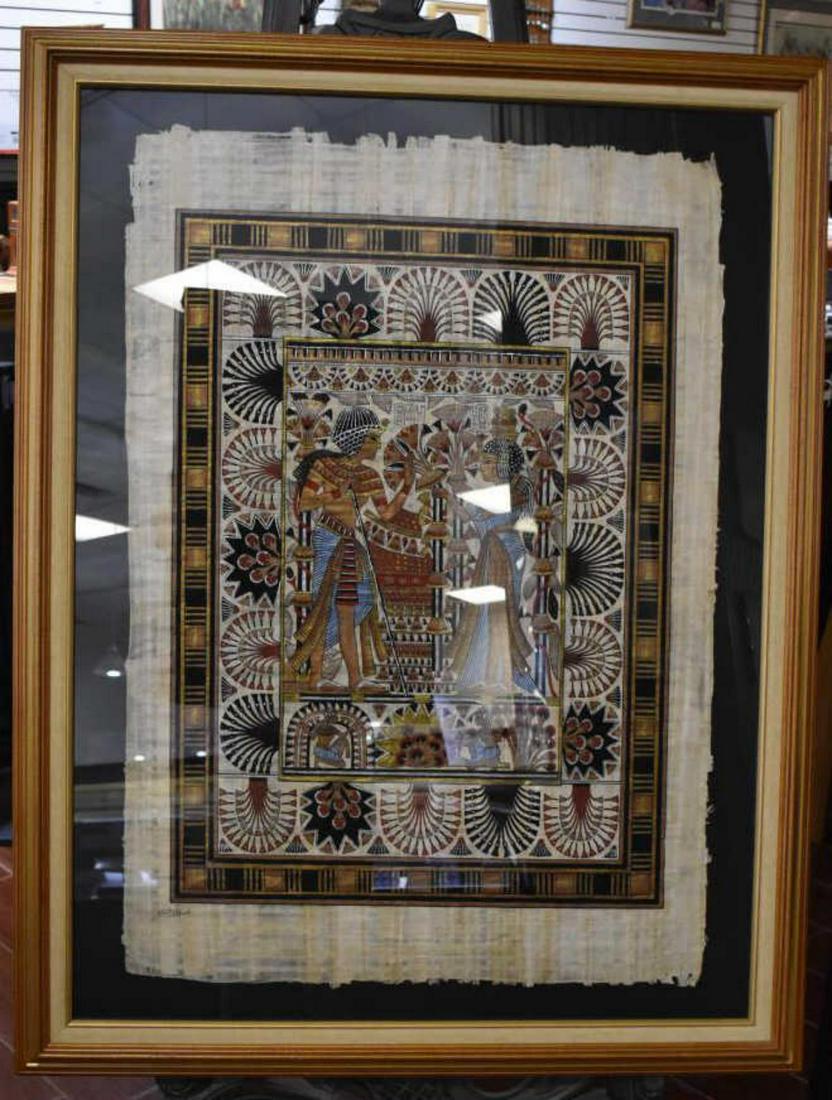 Large Framed Painting on Papyrus (1 of 4)
